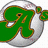 Green stylized 'R' on silver sphere with brown outline, yellow background, and green text elements including 'Orland', 'A's Bring', 'IT <33'.