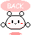 Pixelated cartoon character with white face, black eyes, red cheeks, and small arms in four variations against gray background.