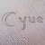 A four- displays text variations: 'Cyue' in light gray, 'Moon.' with black outline, 'Yue azechie' on black background, and empty space