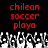 Red pixelated text 'chilean soccer playa' repeated twice on black background above grayscale crowd of raised hands.