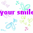 Pixelated image with purple text reading 'your smile is amazing' and '11-16-07 i love u', surrounded by pastel-colored heart shapes on a white background.