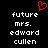 Red pixelated heart symbol above white text reading 'future mrs. edward cullen' on black background.