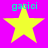 Four yellow stars on a bright pink background with cyan text above each star reading "gacici" in a pixelated font.
