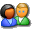 Two pixelated figures in blue and green shirts stand side-by-side; the right figure's face changes from orange with glasses to plain orange across observations.