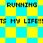 Pixelated text and patterned background in cyan-yellow color scheme with repeated phrases.
