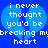 Blue background with two light blue broken heart shapes containing white pixelated text reading "i never thought you'd be breaking my heart".