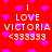 Red background with pink hearts and repeated white text 'I LOVE VICTORIA <33333' in pixelated font.