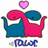 Two pixelated dinosaurs embrace under a pink heart, with blue text below them and red text reading "Grr." and "I Love you <3" on the right.
