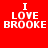 Red background with white text "I LOVE BROOKE" in four showing varying light effects
