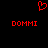 Red pixelated heart symbol above two identical red text strings on black background.