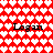 Red and white heart-patterned background with repeated text "Logan" in black pixelated font across two