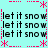 Cyan background with repeated 'let it snow' text and pink asterisk decorations in a pattern
