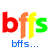 A static image displays 'bffs' in rainbow-colored letters with blue text below reading 'bffs ...'