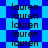 Blue and light blue pixelated background with repeating 'lauren' text in dark blue, arranged in vertical on both sides of the image