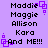 Purple background with black text listing names and "And ME!!!" in a , surrounded by purple square outlines