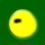 Yellow circular shape with black and brown elements changing position across three on green background