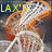 Animated sequence of a lacrosse stick with orange and white mesh netting, showing text changes and a heart symbol.