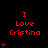 Red pixelated text "I Love Cristina" on black background with varying heart counts per frame.