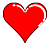 Red heart-shaped icon with white outline and subtle highlights, displayed in three variations showing different pixelation levels.