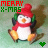 Pixelated penguin wearing red hat and scarf with green ear muffs, standing on light green background under 'MERRY X-MAS' text.