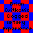 Static pixel art displays text in a pattern with alternating red and blue backgrounds