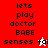 Pixelated text and symbols on red, white, and pink backgrounds with animated color changes in the 'senses' and 'fai' text elements.