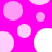 A static pattern of overlapping light pink and white circles on a bright magenta background with no visible text or figures.