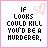 Pixelated text in black and pink on white background with heart symbols, split into two