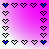 Animated pink gradient background with heart borders and a dotted line forming 'L' shape, text 'serena' at bottom in black or blue.