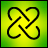A static pixelated icon with a black infinity symbol on a gradient background transitioning from green at the edges to yellow in the center.