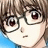 Pixelated anime-style character with brown hair and glasses on left, black background with white text on right.