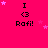 A bright pink background with repeated 'I <3 Rafi!' text and pink stars, where star positions shift across frames.