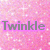 Pink glittery background with gray text reading "Twinkle" at top, "Little" in lower left, and "STAR!❤️" in lower right.