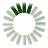 Circular loading animation with alternating light and dark green segments rotating clockwise in a