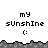 Pixelated icon with 'my sunshine :' text above a gray mountain-like border, showing two distinct states: one with three identical copies and another where the rightmost copy is partially cropped.