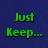 Four colored quadrants display text: blue with green 'Just Keep...', orange and red with yellow 'RUNNING', green with yellow 'RUNNING' in pixelated font.