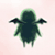 Static pixelated icon of a dark green humanoid figure with light green outline against pale pink background, arms outstretched horizontally, no facial features visible.
