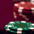 A 4-frame contact sheet of animated AIM buddy icons showing poker chips, playing card suits, numbers, and a stylized 'M' logo.