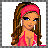 Pixel art buddy icon featuring a cartoon woman on left and pink text panel on right with "My Butt?" in white pixelated font.