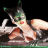 Pixelated static image of a cartoon character in a crouched pose with green and black headpiece, red lips, and brown shorts against dark background.
