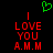 Green pixelated heart above red text reading 'I LOVE YOU A.M.M' on black background, two identical side-by-side instances.