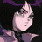 Pixelated anime-style character with purple hair and black outfit on left, next to pixelated text "Anime IM" above smaller "com" on right side of 48x48 buddy icon frame.