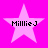 Four identical pink star-shaped icons with black text "MillieJ" centered on a bright pink background, arranged in a