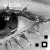 A grayscale close-up of a person's eye with visible eyelashes and eyebrow, accompanied by four square icons below.