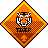 Pixelated diamond-shaped icon with orange and brown gradient background, black border, tiger face in center, 'TIGER' text below face, small cross symbol at bottom.
