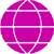 Pink globe with white grid lines on gray background, static image.