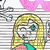 Pixelated anime-style character with blonde hair and teal eyes, wearing a yellow top with turquoise shoulder accents over gray armor-like chest plate.