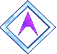 Animated contact sheet showing 8 frames of a blue diamond-shaped icon with purple arrow-like symbol inside, displaying rotation and perspective changes across sampled frames.