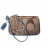 Pixelated image of a brown Coach handbag with blue straps and a white handle, next to text reading "I LOVE MY COACH HRISTLET" in mixed fonts.