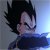 Pixelated character with spiky black hair, blue clothing, and a side profile against gradient background.